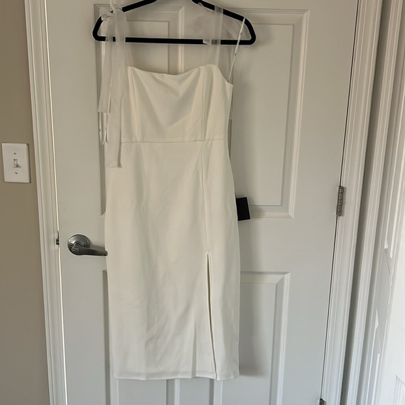 Romantic Celebration White Tie-Strap
Bodycon Midi Dress - Picture 8 of 9
